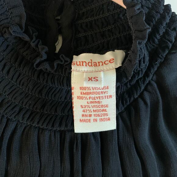 SUNDANCE Blouse XS Altamira Gathered High Neck Floral Embroidered Sleeveless - Picture 10 of 13